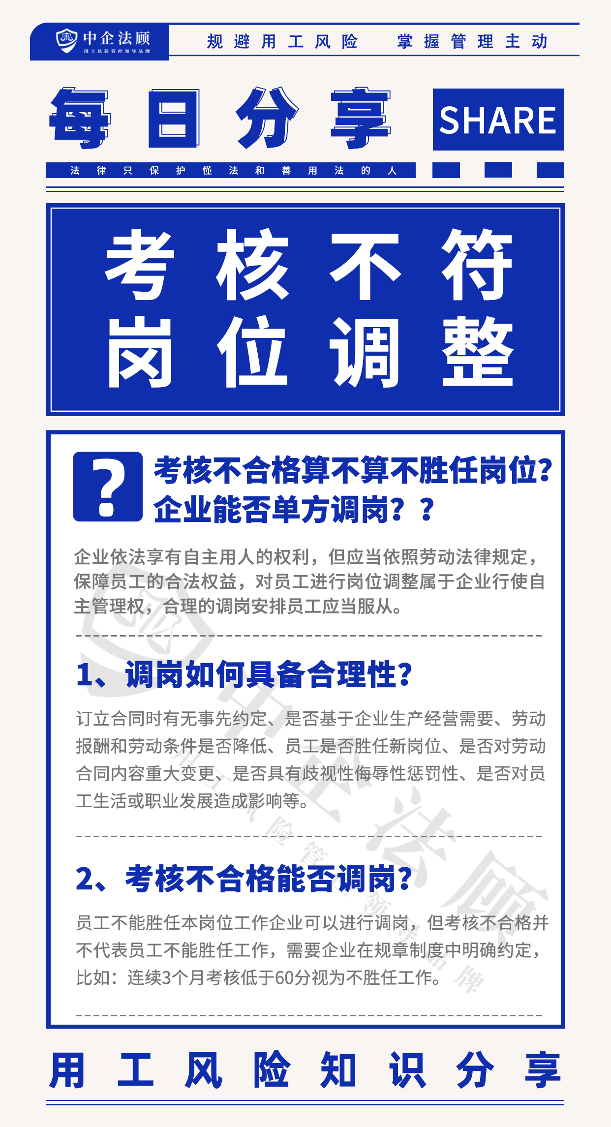 用工风险丨考核不合格算不算不胜任岗位？企业能否单方调岗？